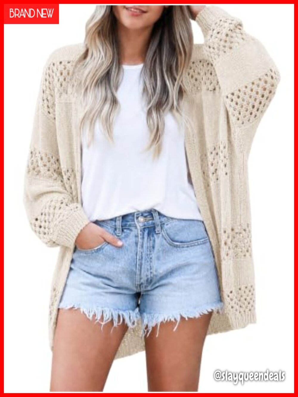 Womens Crochet Lightweight Cardigan Boho Kimono Long Sleeve Open Front Knit